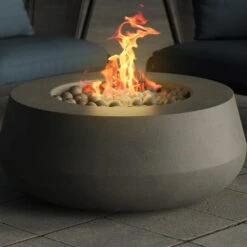 Prism Hardscapes Oasis 42-Inch Round 65,000 BTU Natural Gas Fire Pit Bowl - Ebony