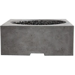 Prism Hardscapes Piazza 39-Inch 65,000 BTU Natural Gas Square Fire Pit Table - Pewter